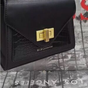 BCBGeneration Black Crossbody Bag with Gold Clasp